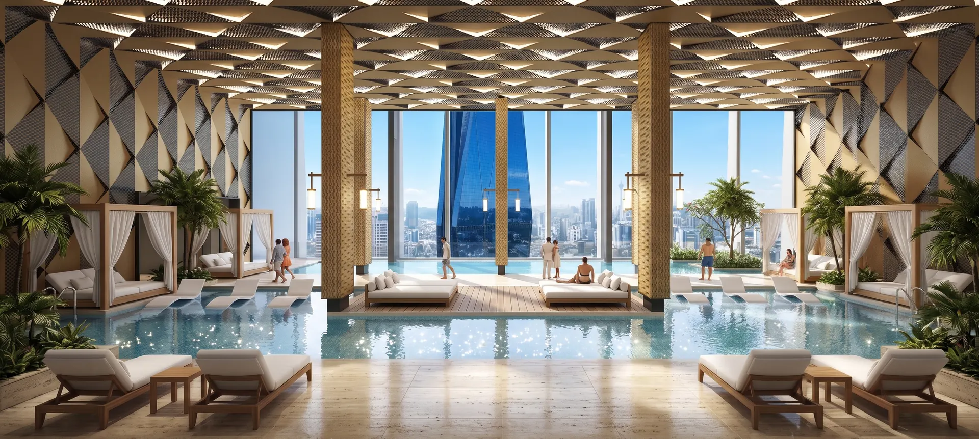 Maba Suitez infinity pool artist impression overlooking Merdeka 118
