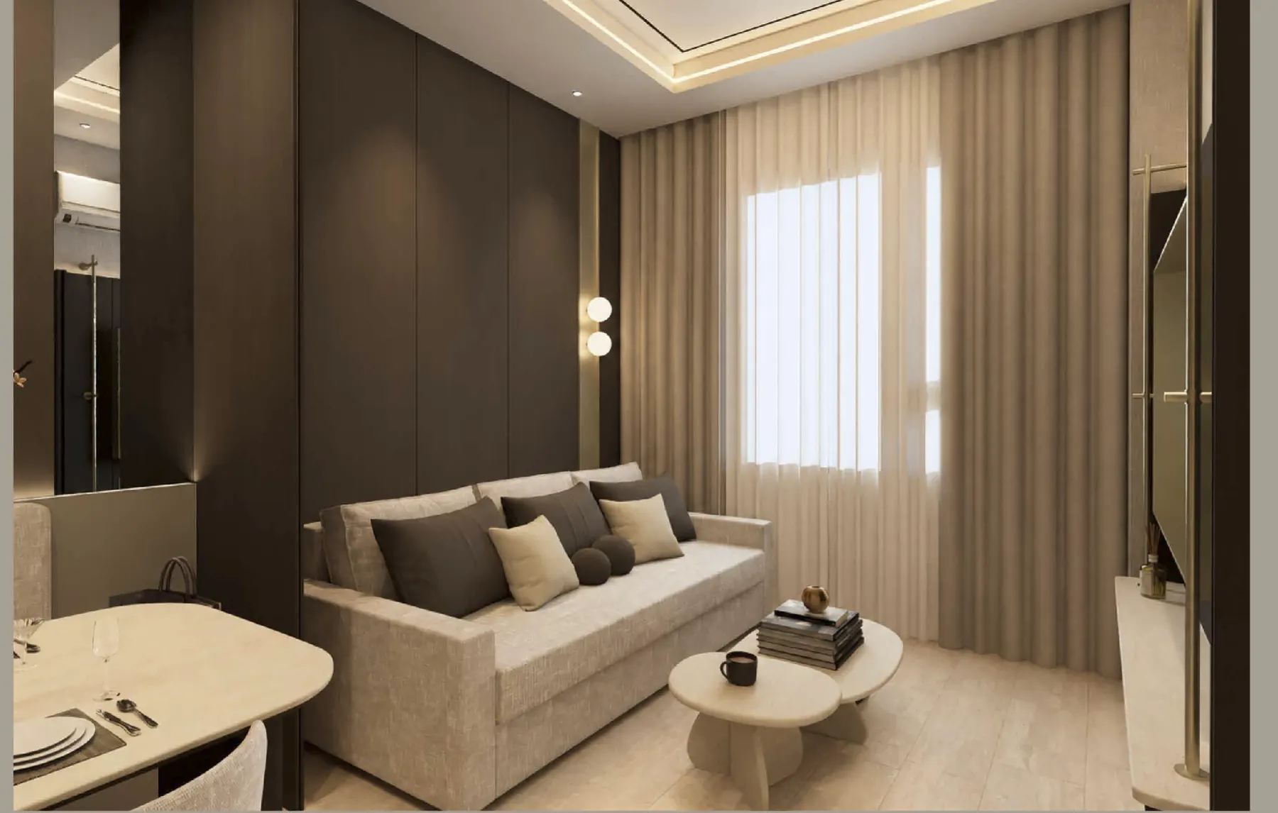 One bedroom living room interior concept